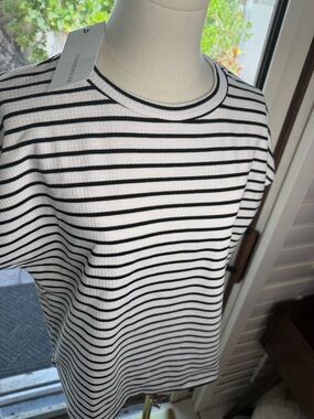 ANNIEWEAR Black & White Striped Knit Top
